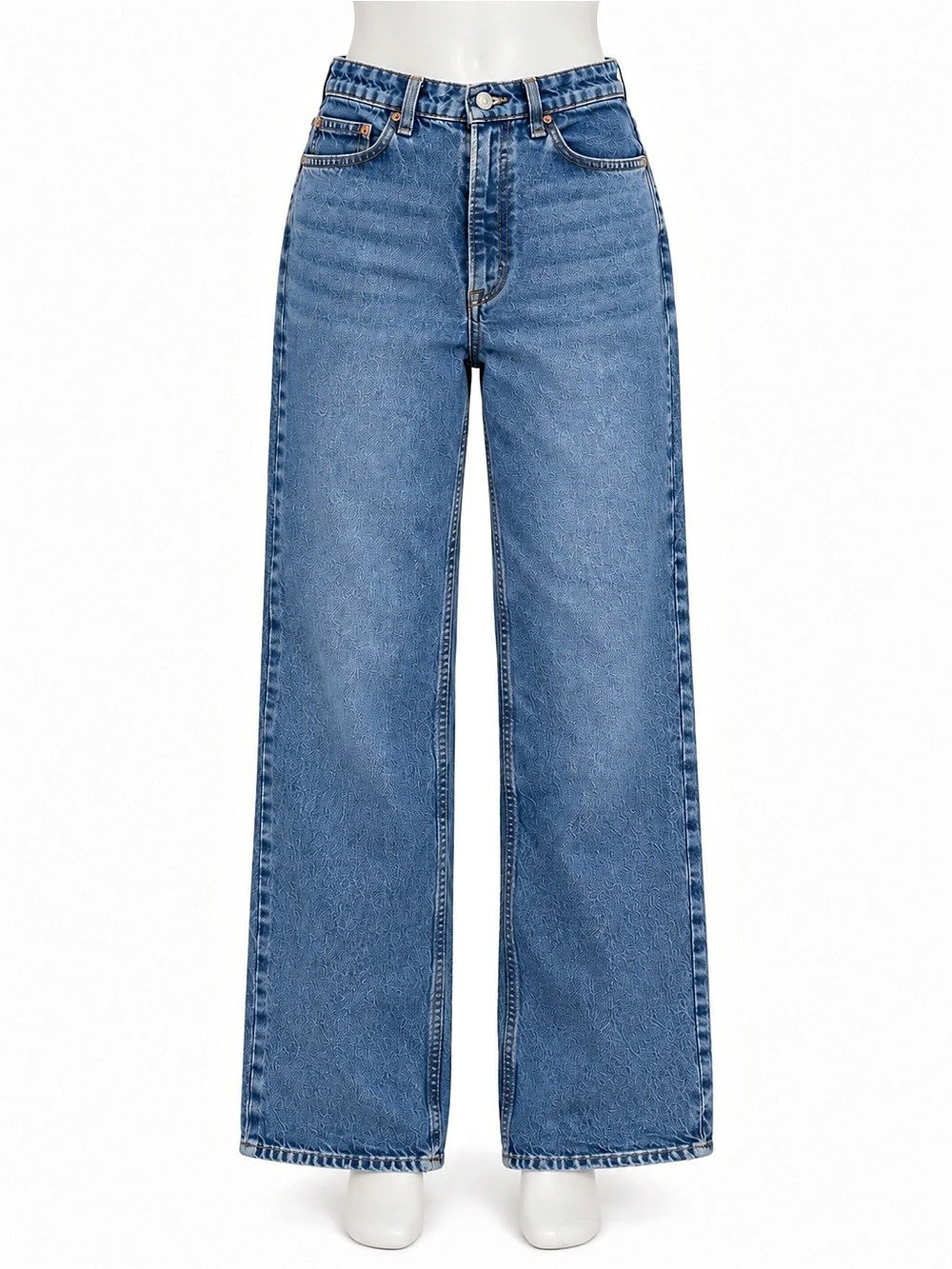 Zara High Rise Wide Leg Jeans Medium Wash Size 4 / 26 Frayed Hem